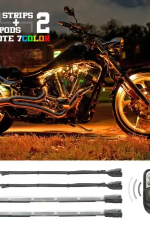 Fresh Stock XK Glow Flex Strips 7 Color LED Accent Light Motorcycle/ATV (6xCompact Pods + 2x10In)