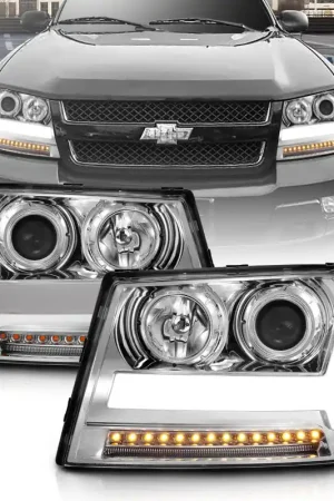 ANZO 2006-2009 Chevrolet Trailblazer Projector Headlights w/ Plank Style Design Chrome w/ Amber Save Now