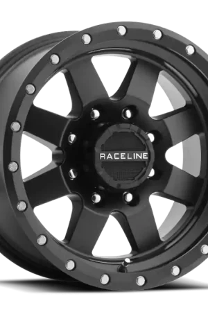 Raceline 935B Defender 17x9in / 5x127 BP / 0mm Offset / 83.82mm Bore - Satin Black Wheel Last Chance