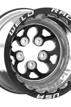 Sale Weld Alpha-1 15x12 / 5x4.75 BP / 4in. BS - Black SBL MT - Black Center - Polished Shell