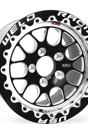 Weld S77 15x8.33 / 5x4.75 BP / 4.5in. BS Black Wheel (Medium Pad) - Black Single Beadlock MT Exclusive Offer