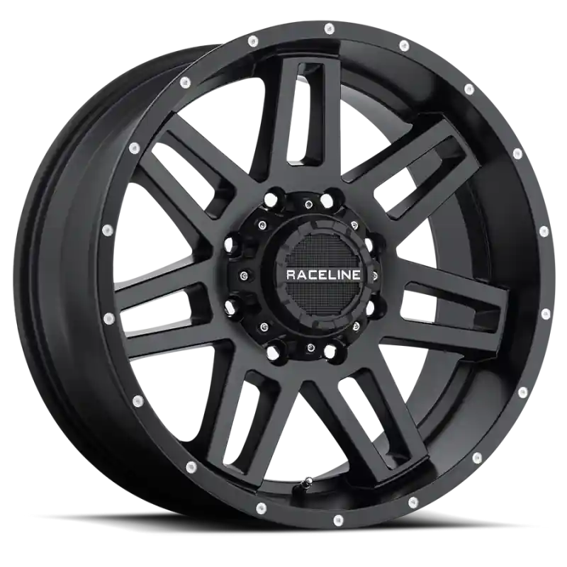 Raceline 931B Injector 18x9in / 5x114.3/5x127 BP / -12mm Offset / 78.1mm Bore - Satin Black Wheel Hot Deal