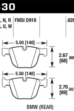 Clearance Hawk 02-11 BMW (Various) HPS Street Rear Brake Pads