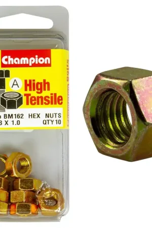 Direct From Manufacturer Champion Pack of 10 \\n M8 x 1.00mm High Tensile Class 8, Zinc Plated Plain Hex Nuts - BM162