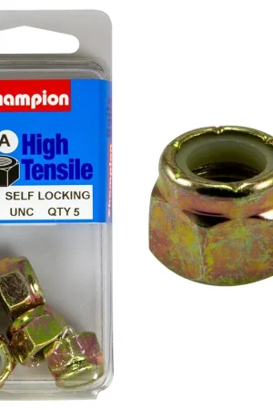 Champion Pack of 5 7\\/16 UNC High Tensile Grade 8.8, Zinc Plated Self Locking Hex Nuts with Nylon Insert - SLC80 Factory Price