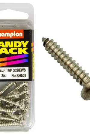 Champion Pack of 15 8G x 19mm Philips Pan Head, Nickel Plated Self Tapping Screws - BH503 Hassle-Free Returns