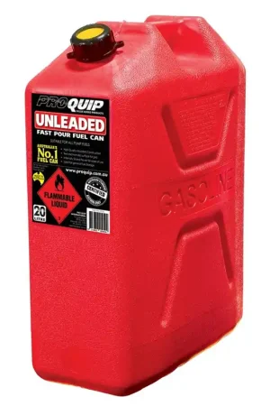 Affordable Pro Quip 20 Litre Fast Flow Plastic Fuel Jerry Can - Red Unleaded - 950 (Bulky Item - Freight Applies)