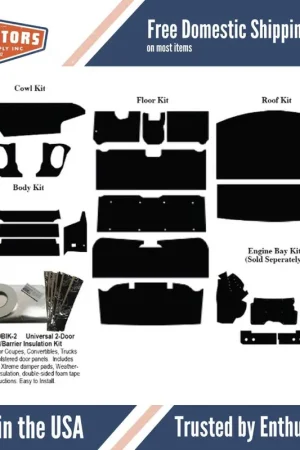 Insulation Sound Deadener Kit for 1965-1969 Clark Corvair Coupe Shield Complete Trusted Brand