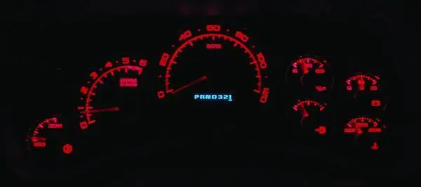 US Speedo Platinum Font Stainless Steel Gauge Face with Red Back and Color Match Needles - Displays 120 MPH - Transmission Temperature - SS GM 05R Buy Online