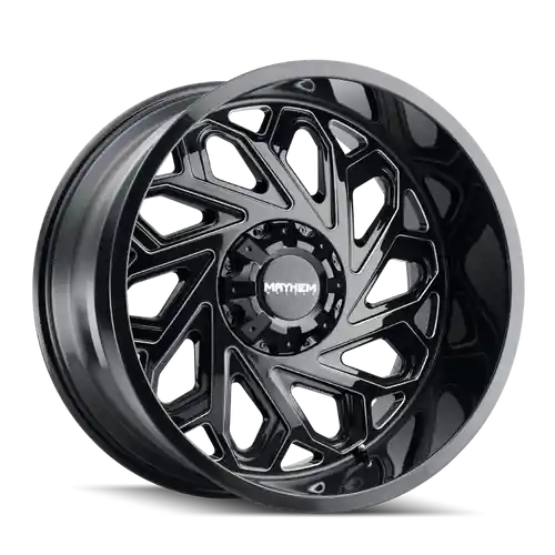 Clearance Mayhem 8112 Essex 22x12 / 6x135 BP / -51mm Offset / 106mm Hub Black w/ Milled Spokes Wheel