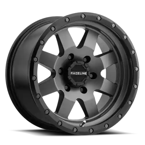 Final Sale Raceline 935G Defender 18x9in / 8x180 BP / 18mm Offset / 130.81mm Bore - Gunmetal Wheel