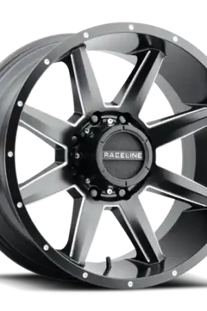 Luxury Raceline 954M Stryker 17x9in / 8x170 BP / -12mm Offset / 125.2mm Bore - Satin Black & Milled Wheel