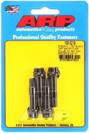 ARP 5/16-24 x 1.75 Black Water Pump Pulley with Fan Spacer Stud Kit- 100-3219 Deal