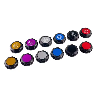 Deal IAG Revolve Brake Fluid Reservoir Cap w/ Anodized Color Accent for 02-24 WRX, 04-21 STI, 05-09 LGT, 04-08 FXT, 13-24 BRZ