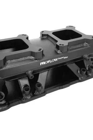 Proflow SuperMax SB Chev EFI Intake Manifold w/ Fuel Rails Tunnel Ram Fabricated Black 4150 Throttle Body Worldwide Shipping